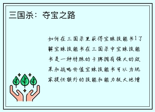 三国杀：夺宝之路